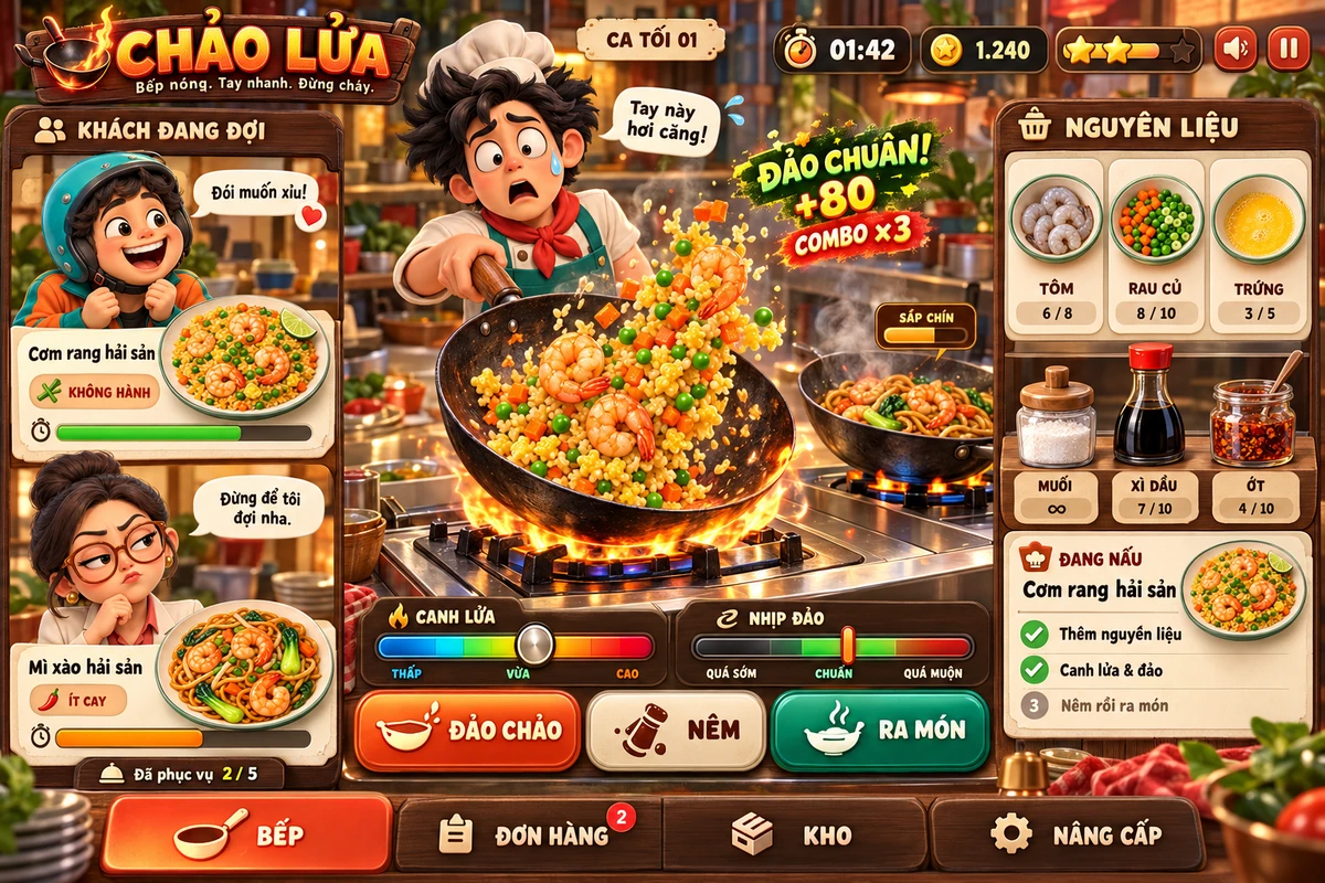Chảo Lửa — game nấu ăn quản lý thời gian trên YêuGame