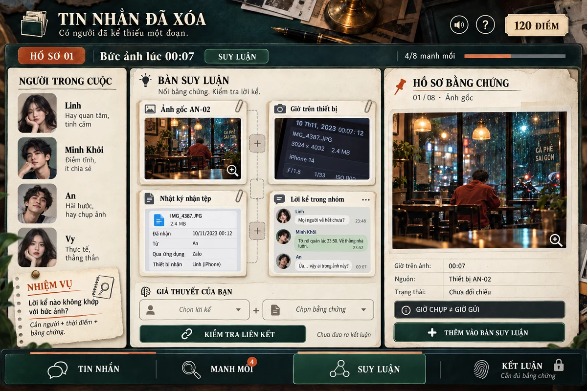 Tin Nhắn Đã Xóa — game suy luận trinh thám trên YêuGame
